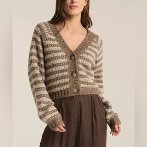 NWT Z supply Este Metallic striped cardigan sweater